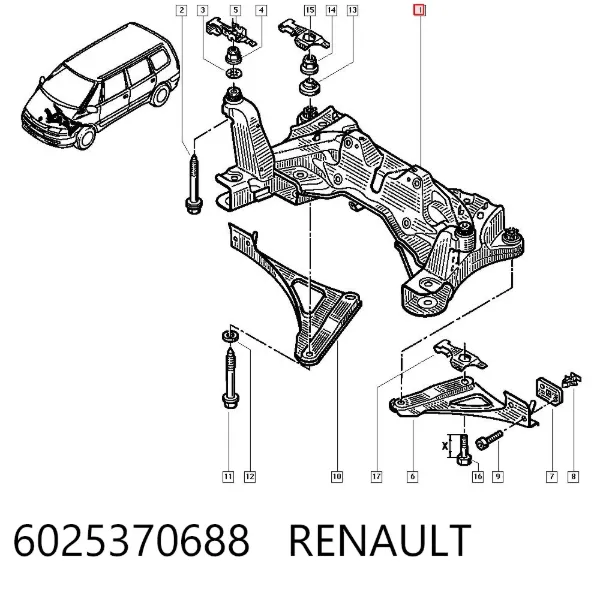 Viga de suspensão dianteira (plataforma veicular) 6025370688 Renault (RVI)