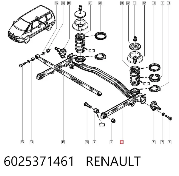 Viga de suspensão traseira (plataforma veicular) 6025371461 Renault (RVI)