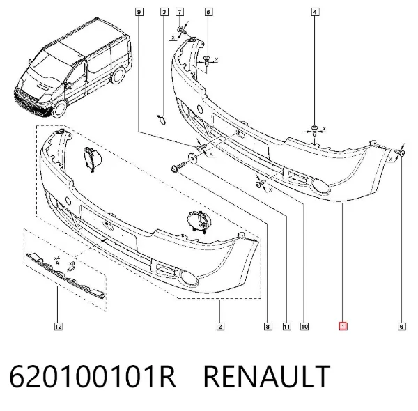 Pára-choque dianteiro 620100101R Renault (RVI)