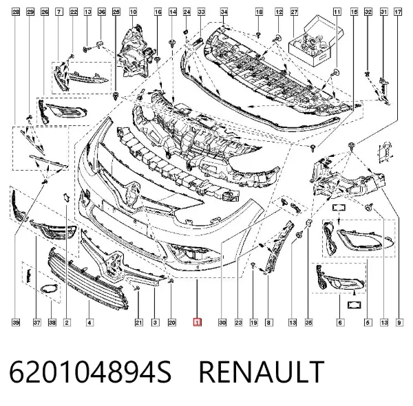 Pára-choque dianteiro 620104894S Renault (RVI)