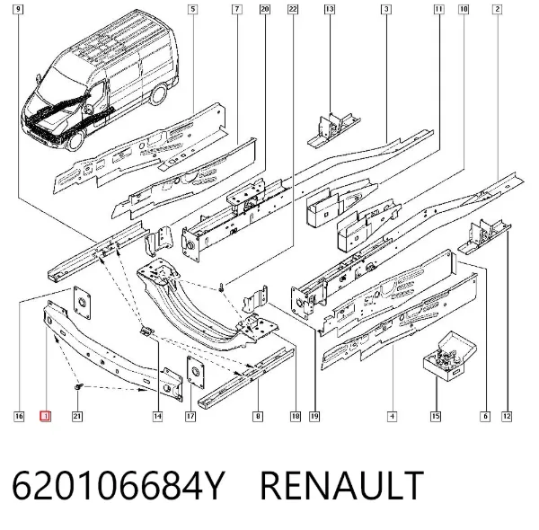 Reforçador do pára-choque dianteiro Renault Master III