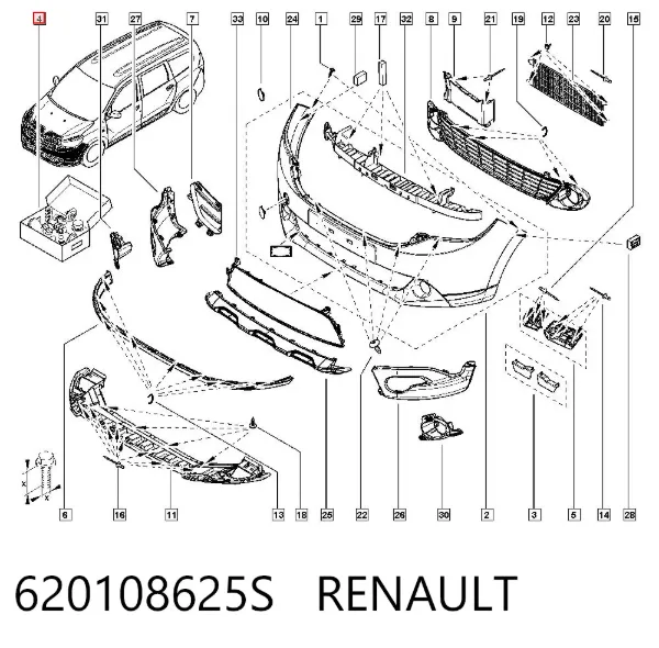 Cápsula (prendedor) de fixação do pára-choque dianteiro 620108625S Renault (RVI)