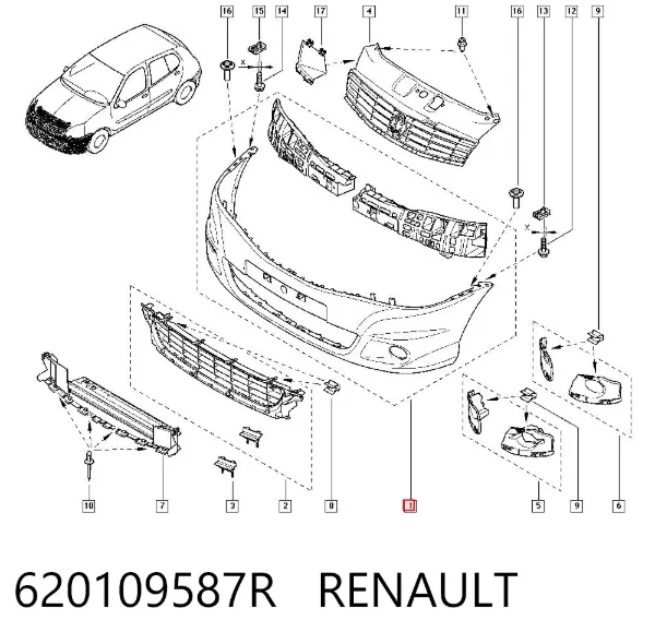 Pára-choque dianteiro 620109587R Renault (RVI)