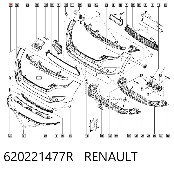 Pára-choque dianteiro 620221477R Renault (RVI)