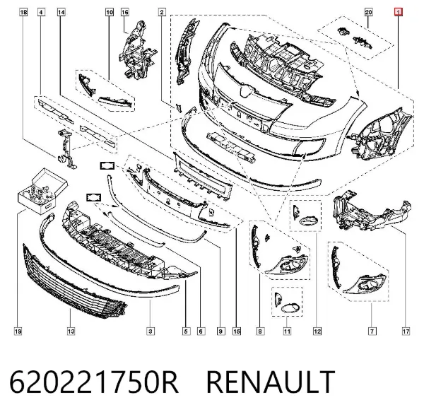 Pára-choque dianteiro 620221750R Renault (RVI)