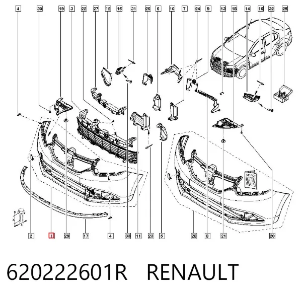 Pára-choque dianteiro 620222601R Renault (RVI)