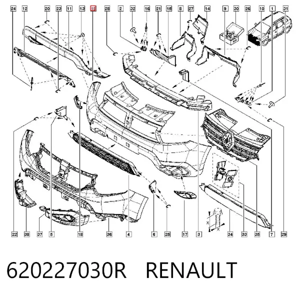 Pára-choque dianteiro 620227030R Renault (RVI)