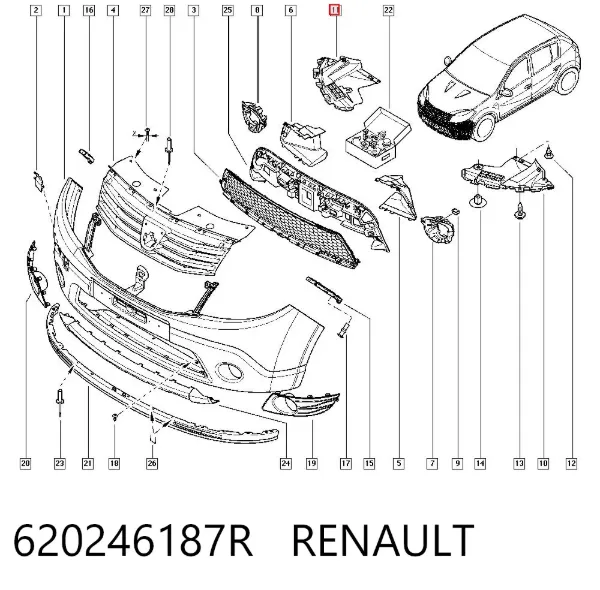 Proteção direita do pára-choque dianteiro 620246187R Renault (RVI)
