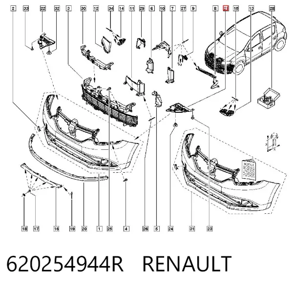 Proteção esquerda do pára-choque dianteiro 620254944R Renault (RVI)