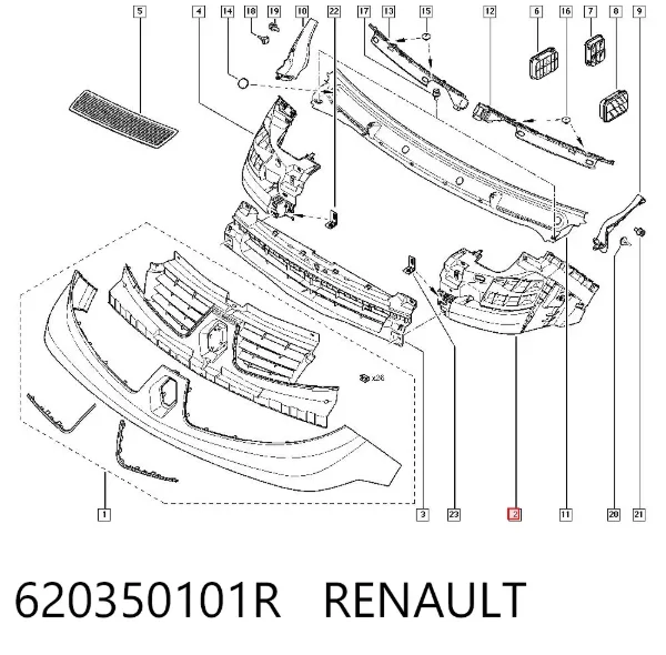 Consola do pára-choque dianteiro esquerdo 620350101R Renault (RVI)