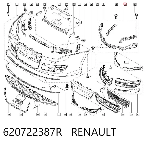 Moldura do pára-choque dianteiro 620722387R Renault (RVI)