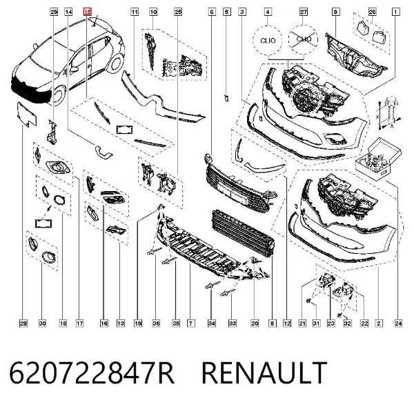 Moldura de grelha do radiador 620722847R Renault (RVI)