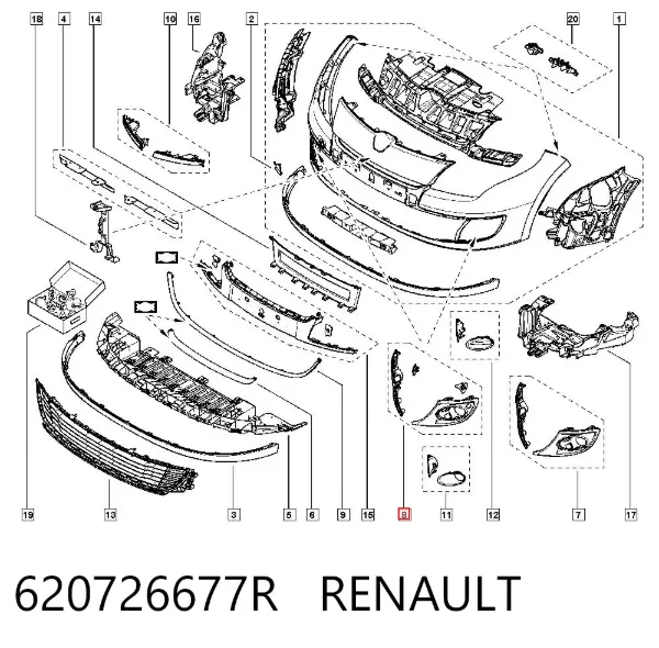 Borda (orla) das luzes de nevoeiro 620726677R Renault (RVI)