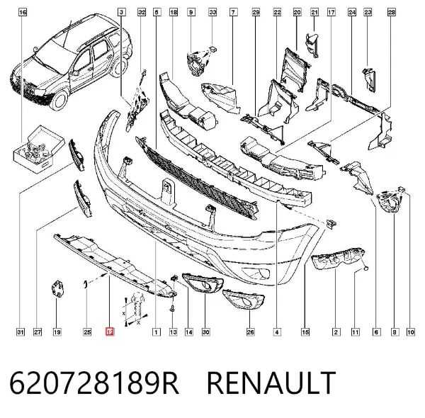 Placa sobreposta do pára-choque dianteiro 620728189R Renault (RVI)