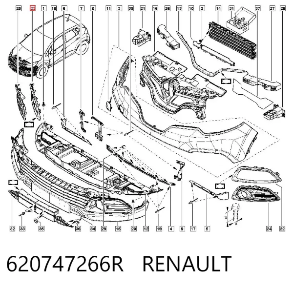 Borda (orla) das luzes de nevoeiro direita 620747266R Renault (RVI)