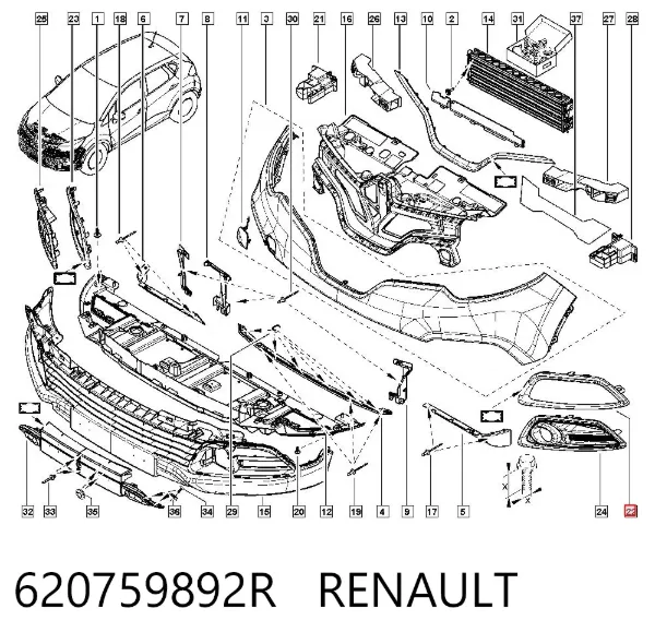 Borda (orla) das luzes de nevoeiro esquerda 620759892R Renault (RVI)