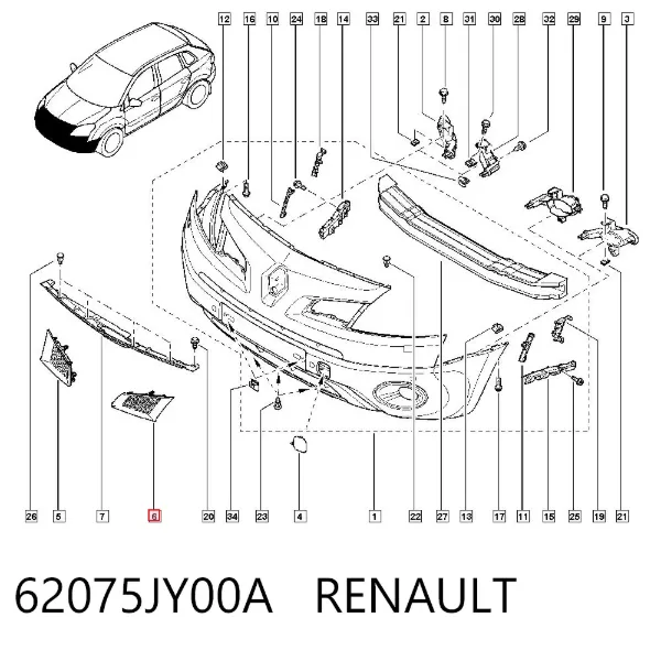 Grelha do radiador 62075JY00A Renault (RVI)