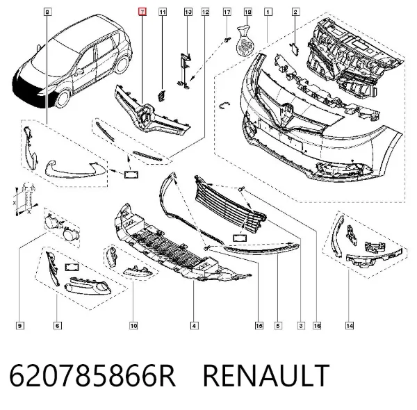 Grelha do radiador Renault Scenic GRAND III