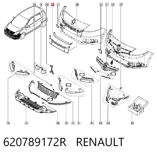 Moldura de grelha do radiador 620789172R Renault (RVI)