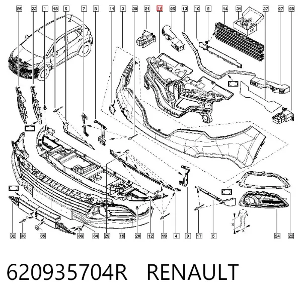 Consola de grelha do radiador 620935704R Renault (RVI)