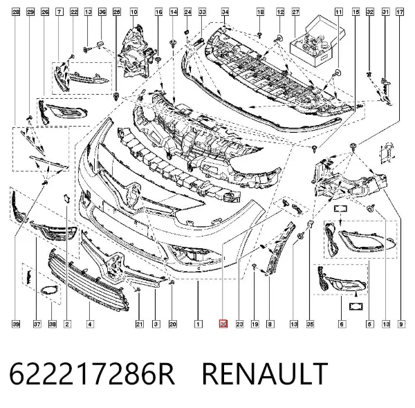 Kit de suportes/ fixações do para-choque dianteiro 622217286R Renault (RVI)