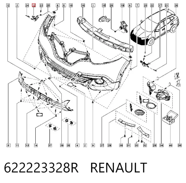 Consola do pára-choque dianteiro direito 622223328R Renault (RVI)