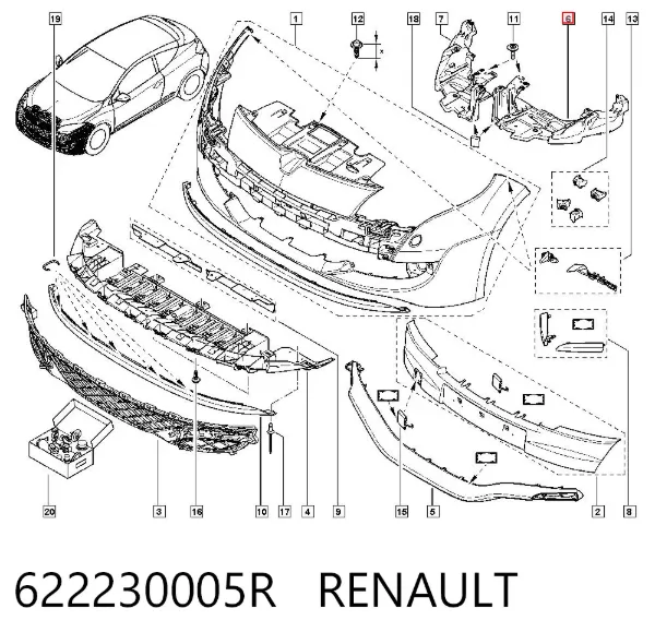 Consola do pára-choque dianteiro esquerdo 622230005R Renault (RVI)