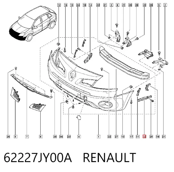 Guia do pára-choque dianteiro esquerdo 62227JY00A Renault (RVI)