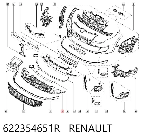 Proteção do pára-choque dianteiro 622354651R Renault (RVI)