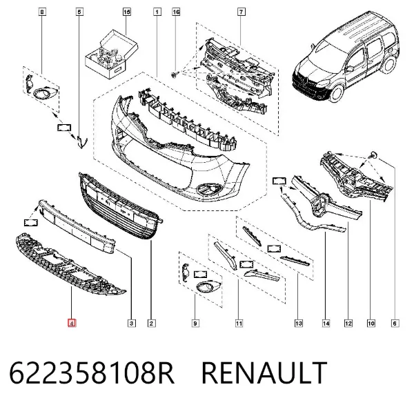 Proteção do pára-choque dianteiro 622358108R Renault (RVI)