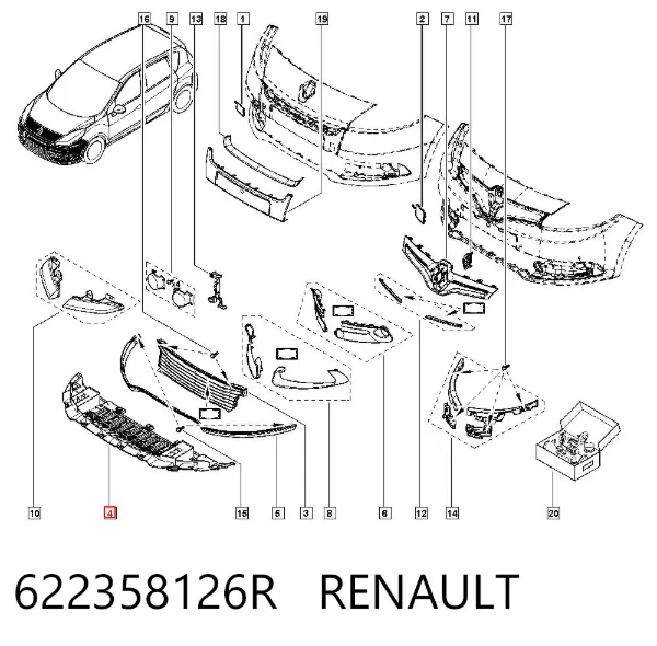 Proteção do pára-choque dianteiro 622358126R Renault (RVI)