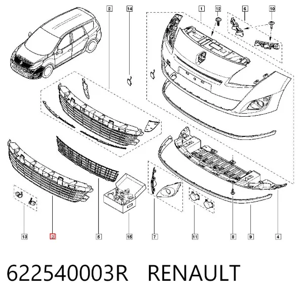 Grelha do pára-choque dianteiro 622540003R Renault (RVI)