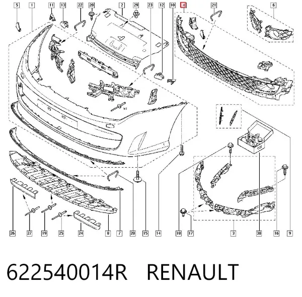 Grelha do pára-choque dianteiro 622540014R Renault (RVI)