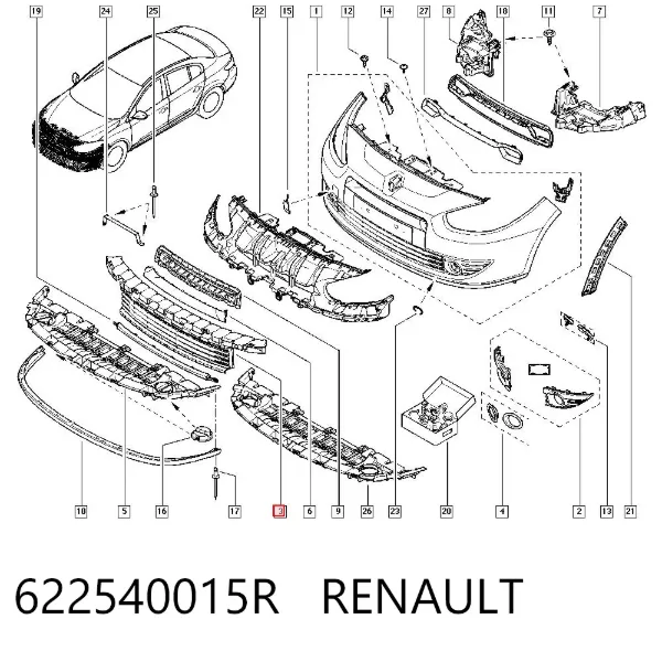 Grelha do pára-choque dianteiro 622540015R Renault (RVI)