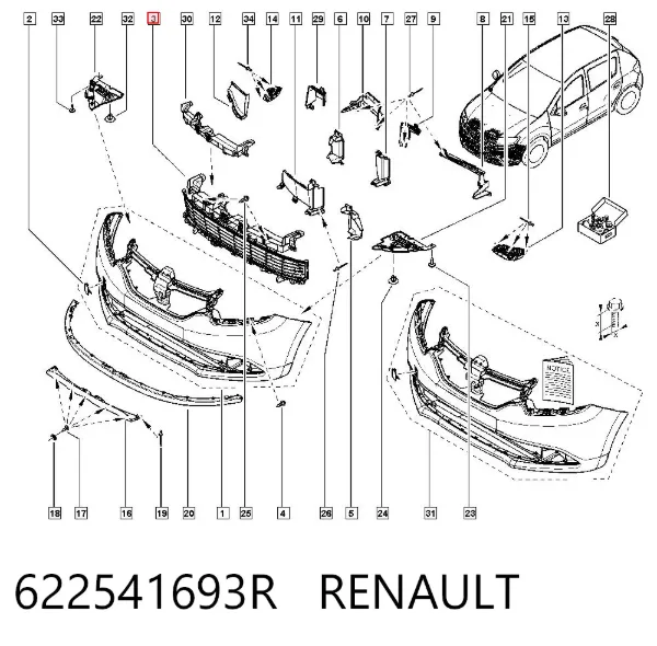Grelha inferior do pára-choque dianteiro 622541693R Renault (RVI)