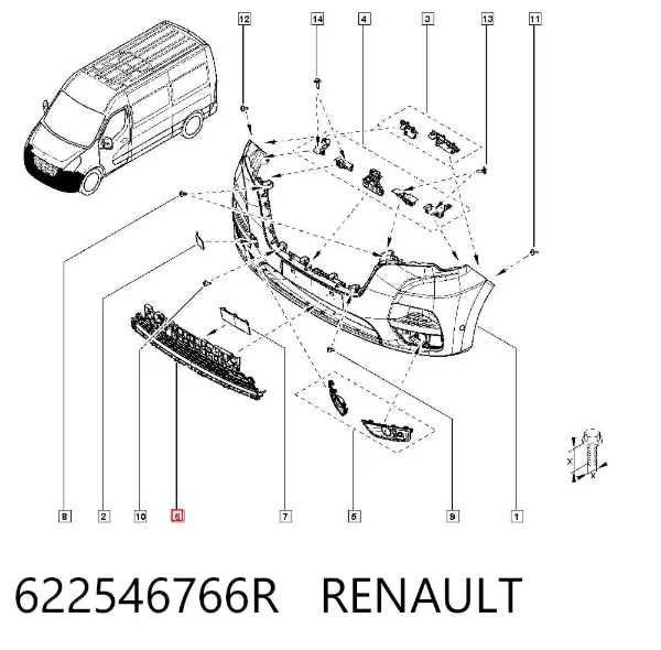 Grelha do radiador 622546766R Renault (RVI)