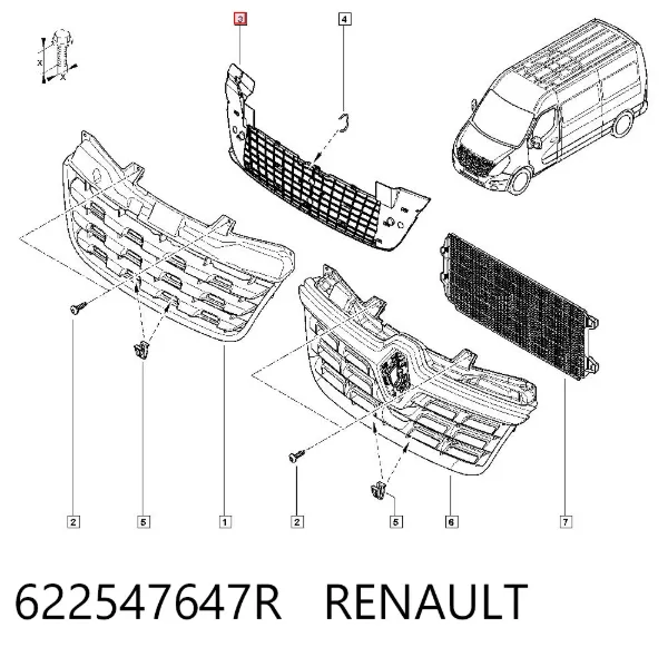 Grelha do radiador 622547647R Renault (RVI)