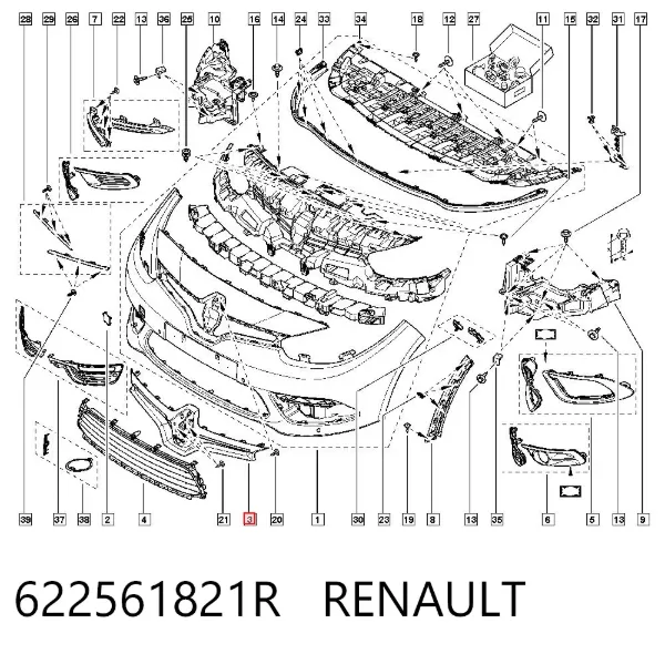 Grelha do radiador 622561821R Renault (RVI)