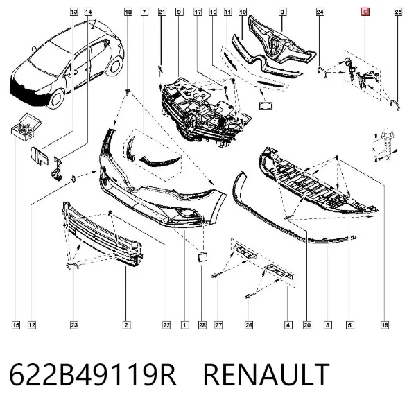 Consola do pára-choque dianteiro 622B49119R Renault (RVI)