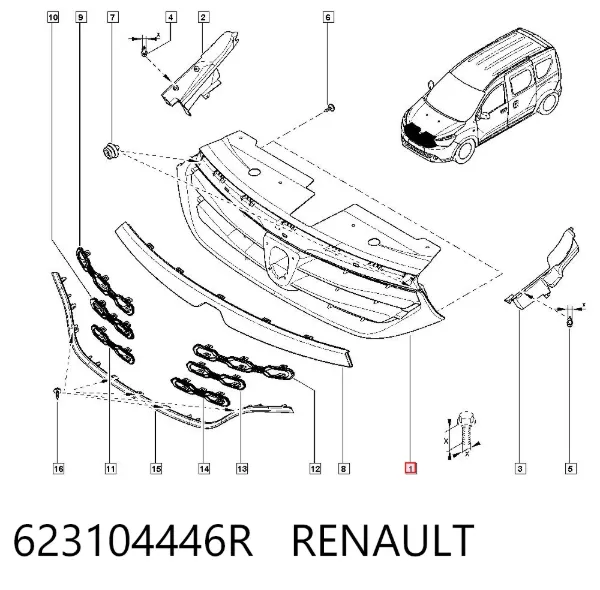 Grelha do radiador Renault DOKKER FE