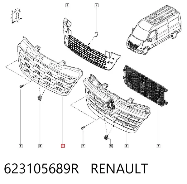 Grelha do radiador 623105689R Renault (RVI)