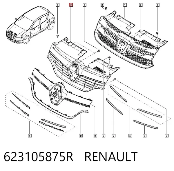 Grelha do radiador 623105875R Renault (RVI)