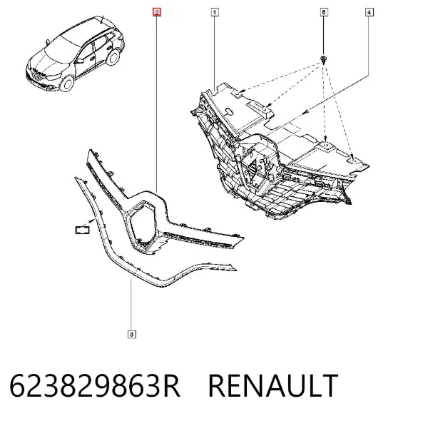 Moldura superior de grelha do radiador 623829863R Renault (RVI)