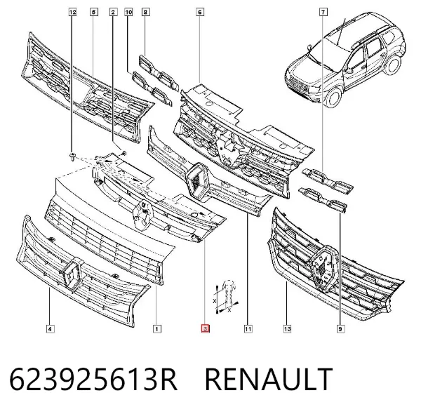Grelha do radiador 623925613R Renault (RVI)