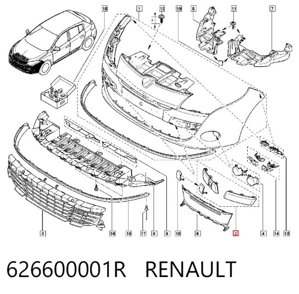 Moldura do pára-choque dianteiro 626600001R Renault (RVI)