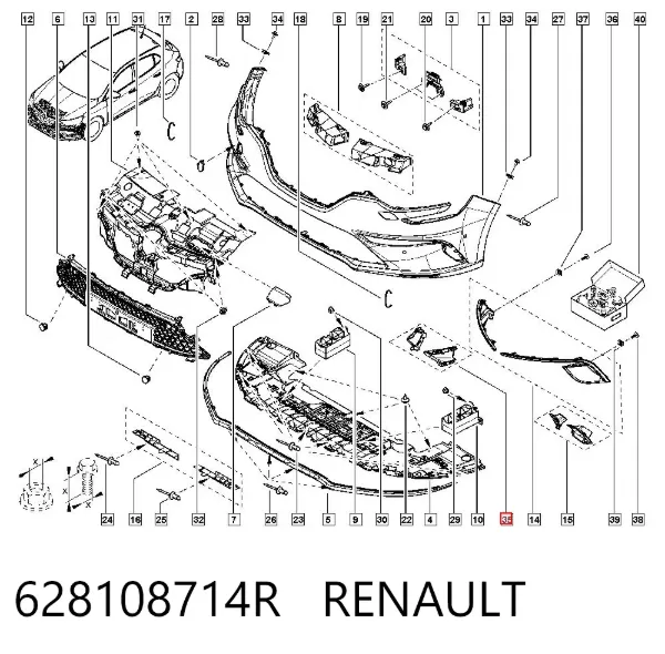 Consola do pára-choque dianteiro 628108714R Renault (RVI)