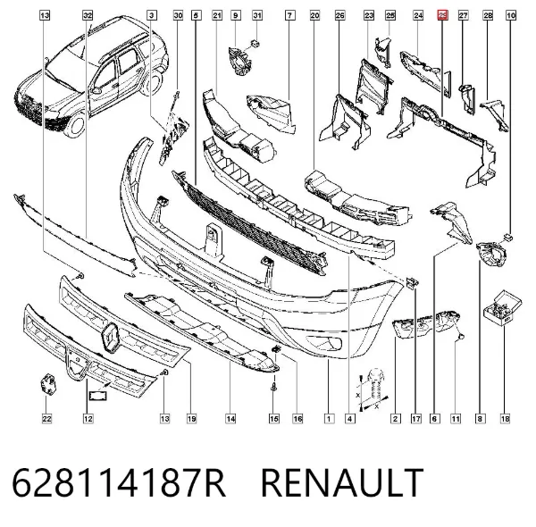 Consola central do pára-choque dianteiro 628114187R Renault (RVI)