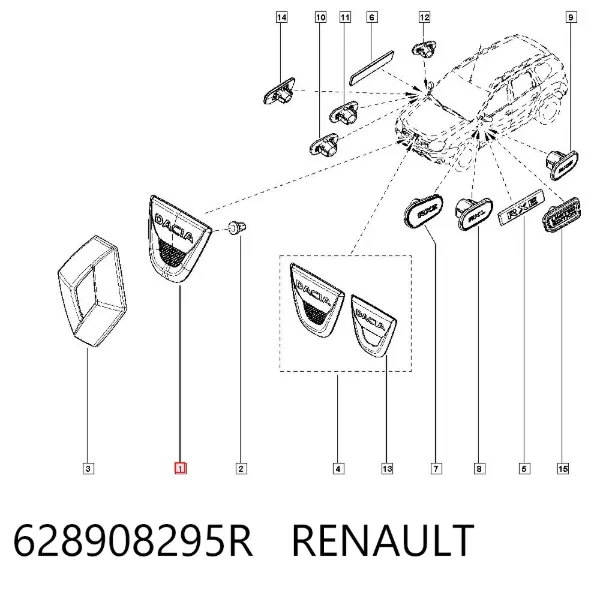Emblema de grelha do radiador 628908295R Renault (RVI)