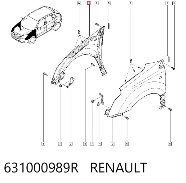 Pára-lama dianteiro direito Renault Koleos HY0