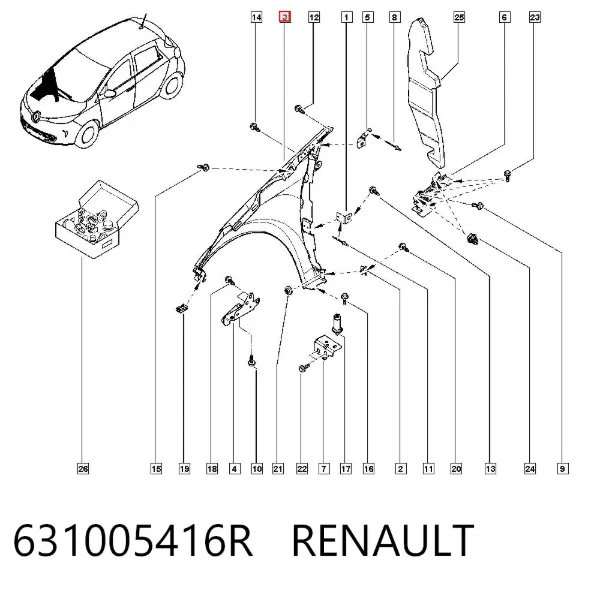 Pára-lama dianteiro direito 631005416R Renault (RVI)